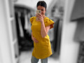 Dámská mušelinová šatovka mustard