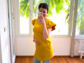 Dámská mušelinová šatovka mustard