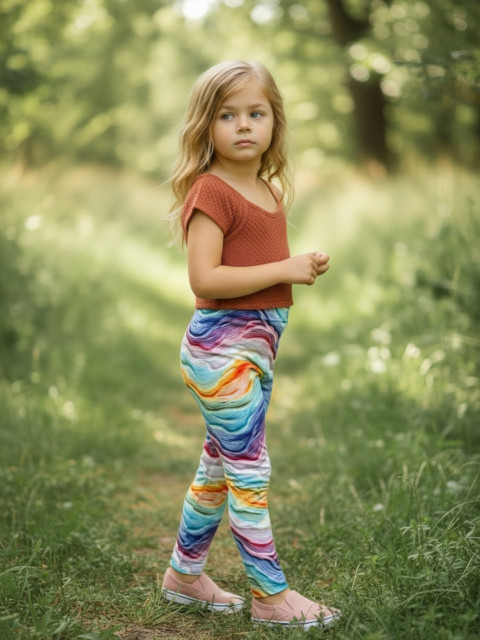 Dětské legíny Duha-134,140 dětské kalhoty legíny bavlněné 