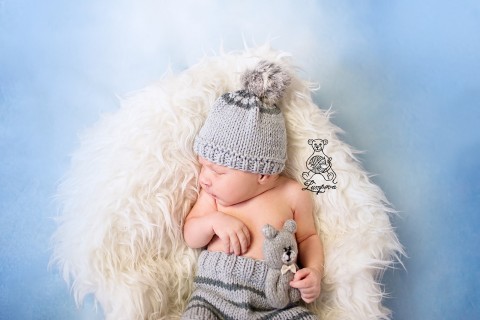 Soupravička pro miminko dárek čepice čepička miminko souprava kalhoty pletená novorozenec na focení katata čepeček newborn moher čepec 