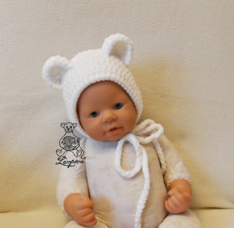 Heboučka medvídková čepička dárek čepice čepička miminko dětské pletená pro děti na focení newborn bonetka 