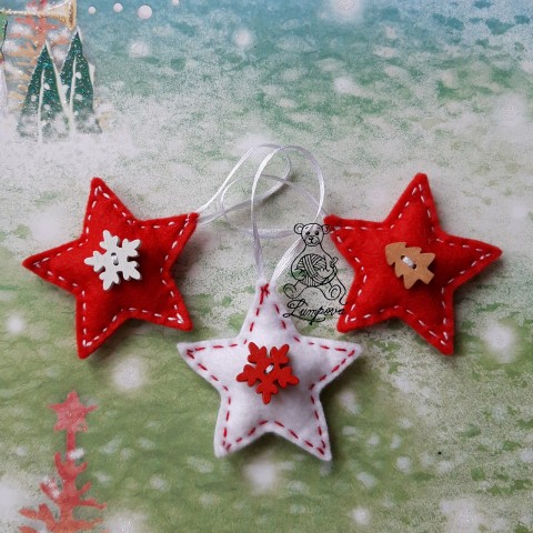 Vánoční ozdobičky dekorace dárek vánoce srdíčko vánoční ozdoba stužka filc hvězdička plst na stromeček ozdobičky filcová 