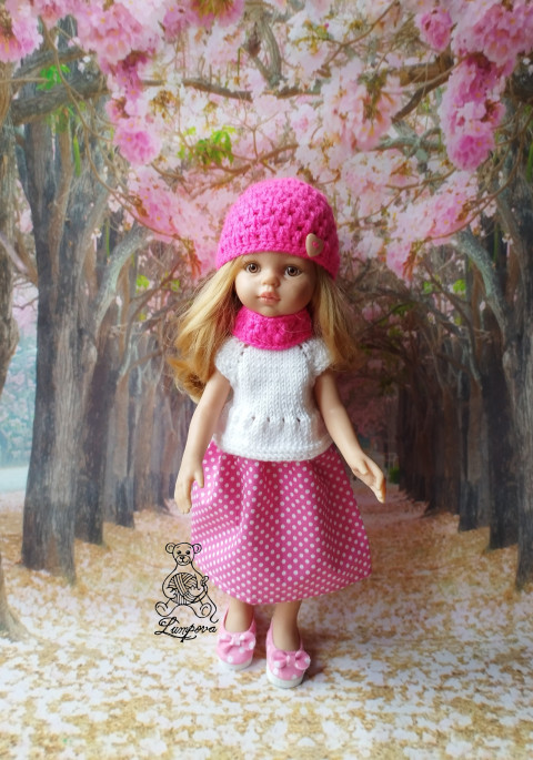 Halenka panenka čepice čepička nákrčník botičky oblečky pro panenky doplnky paola reina paola reina 