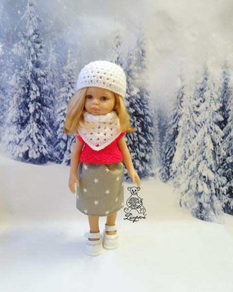 čepička s šátkem panenka čepice čepička šátek nákrčník botičky oblečky pro panenky doplnky paola reina paola reina 