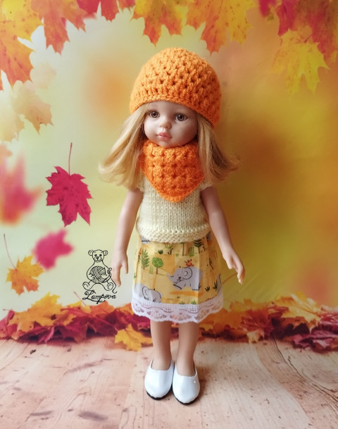 sukénka panenka čepice čepička nákrčník botičky oblečky pro panenky doplnky paola reina paola reina 