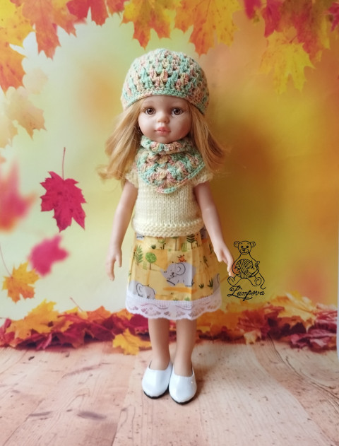 čepička s šátkem panenka čepice čepička šátek nákrčník botičky oblečky pro panenky doplnky paola reina paola reina 