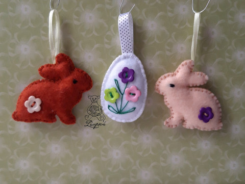 zajíček béžový dekorace šití ozdoba velikonoční filc vajíčko plst ruční práce velikonce 