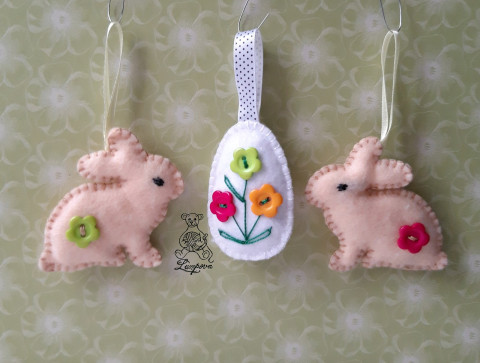 zajíček béžový dekorace šití ozdoba velikonoční filc vajíčko plst ruční práce velikonce 