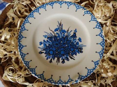 Malovaný talíř/ lidový vzor dekorace talíř porcelán malovaný handmade folklor fialova lidový vzor 