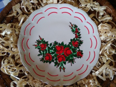 Malovaný talíř/ lidový vzor dekorace talíř porcelán malovaný handmade folklor fialova lidový vzor 