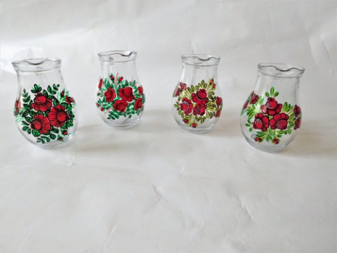 Malované džbánky/ vzor růže 0,5 l dekorace sklo ručně malované malované sklo folklor na víno džbánek na limonádu 