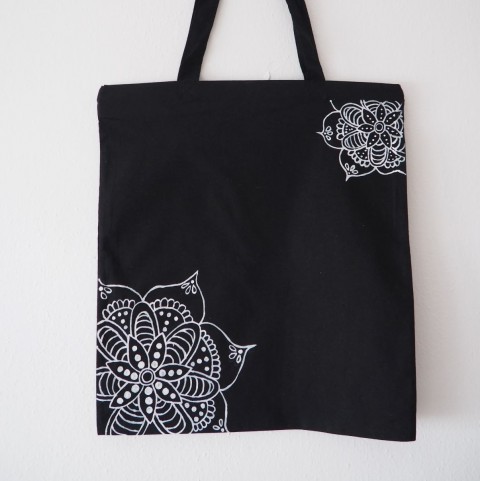 Ručně malovaná plátěná taška taška malování černá textil plátěná plátěná taška 