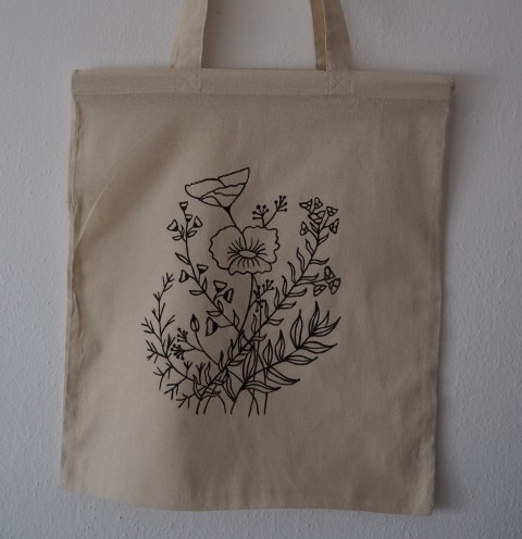 Ručně malovaná plátěná taška taška malování přírodní textil béžová plátěná plátěná taška 