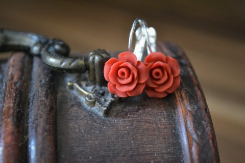 náušnice - růžičky v červené červená náušnice květina oheň louka růže romantika zahrada kytičky romantické jemné bižuterie něžné kvítek něha růžička sladké jahodové jahoda krev drobné marmeláda kvítí romance džem 