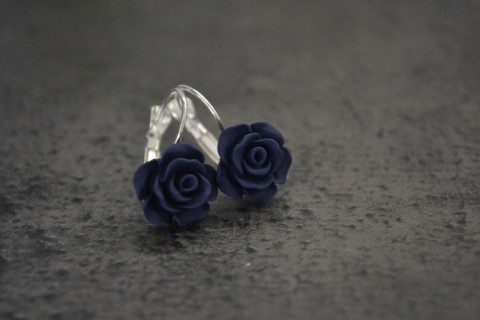 náušnice - růžičky v tmavě modré II náušnice květina modrá louka růže zahrada kytičky nebe jemné bižuterie hladina obloha kvítek něha růžička švestková švestka inkoust kvítí obláček obláčky safírová inkoustová povidla 