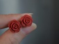 náušnice - růžičky v červené II