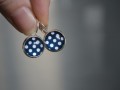 náušnice - puntíky v modré