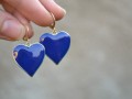 náušnice - modré srdce