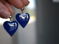 náušnice - modré srdce
