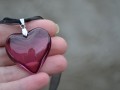 náhrdelník - srdce v bordo