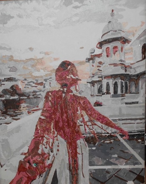 Následuj mně ..... Udaipur , Indie malováno akrylovými barvami blin 