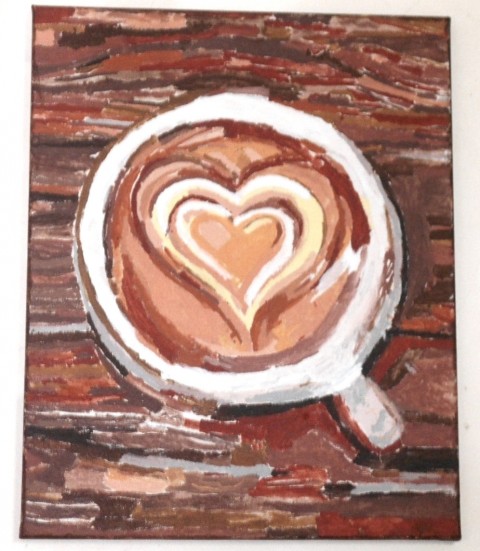Káva z lásky malováno akrylovými barvami blin 