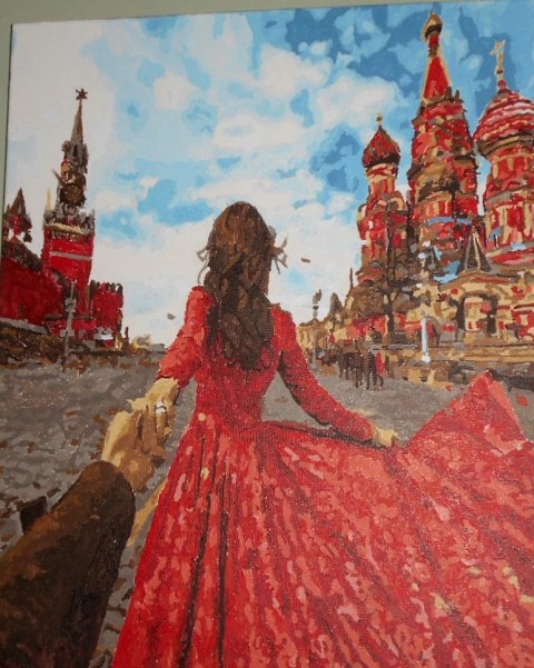 Následuj mně ..... Moskva malováno akrylovými barvami blin 
