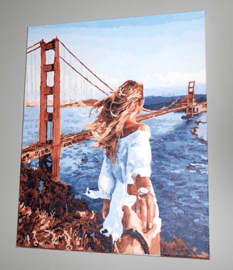 Následuj mně ..... Golden Gate malováno akrylovými barvami blin 
