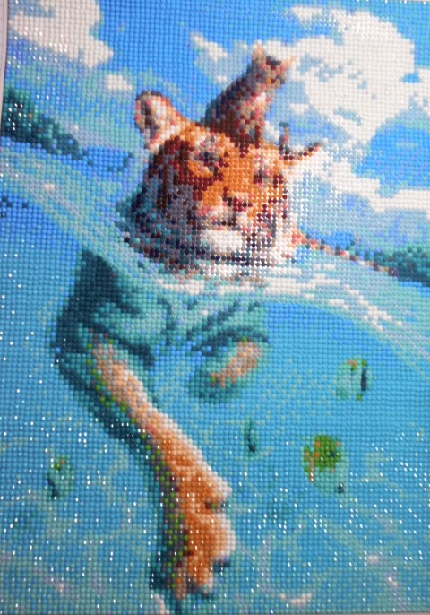 Tygr s kočkou mozaikový obraz ---------------- 