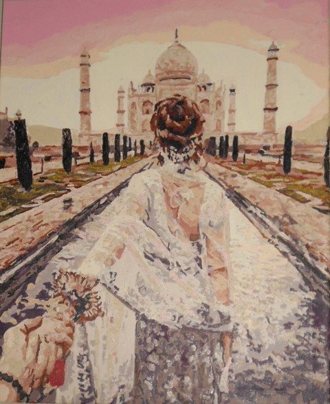 Následuj mně ..... Taj Mahal malováno akrylovými barvami blin 