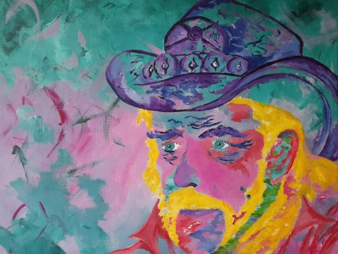 Lemmy od Floydled Art portrét originální klobouk rock originál hudba muž chlap metal muzika knír drsňák floydled art roková hudba metalová hudba lemmy lemmy kilmister rock music motorhead floyded 