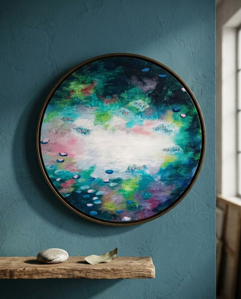 Lekníny no.6 (60x60cm) od Floydled voda originální květiny příroda přírodní krajina rostliny krajinka jezerní originál jezero flóra vodní život rybník lekníny impresionismus monet floydled floydled art 