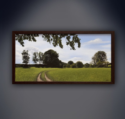Cesta z Měšic - Krajina, 30x60 cm malba příroda krajina akryl 