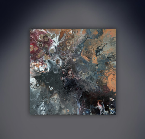 Abstraktní obraz - Vulkán malba abstraktní sopka vulkán pouring 