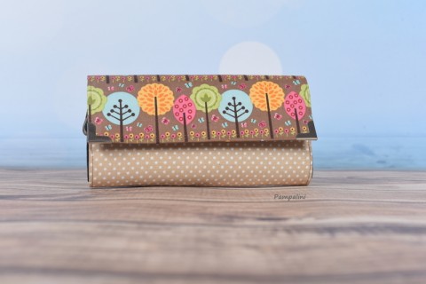 Stromečky na béžové kabelka dárek peněženka barevné květiny peníze drobné karty 