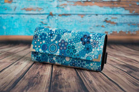Kytíčky a bublinky - Modré kabelka dárek peněženka barevné peníze bublinky drobné karty 