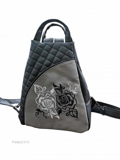 Batoh Zuzi - Růže šedé batoh růže výšivka 