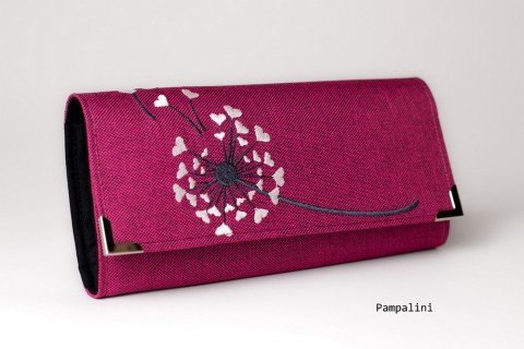 Pampelína na růžové kabelka originální dárek taška květina peněženka motýl květy dáreček výšivka kůže koruna peníze imitace nákupní nákupy karty dolar shopping euro 