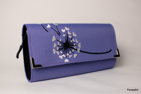 Pampelína na fialové kabelka originální dárek taška květina peněženka motýl květy dáreček výšivka kůže koruna peníze imitace nákupní nákupy karty dolar shopping euro 