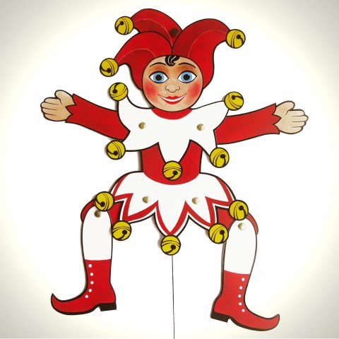 KAŠPÁREK - pohyblivá postavička červená dekorace dárek děti zábava hračka kašpárek výzdoba dětský pokojíček 