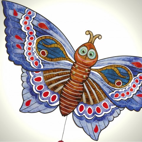 MOTÝLEK - pohyblivá postavička papír dekorace dárek děti zábava modrá motýl pokojíček hračka motýlek dětské křídla výzdoba 