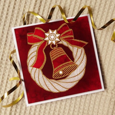 Blahopřání k Vánocům - ZVONEČEK červená vánoce přání zvonek věnec věneček hvězdička advent svátky 