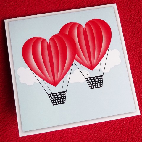 Přání BALÓNY papír srdce přání láska obláčky balóny 