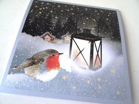 Přání k Vánocům - KOUZELNÁ LUCERNA sníh vánoce pták ptáček světlo přání vánoční hvězdy stromy domeček les advent vločky červenka vesnička lucerna 