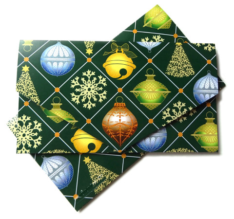 Darovací obálka - VÁNOCE V ZELENÉ červená dárek zelená modrá vánoce přání vánoční ozdoba kapsička peníze okrová stromeček advent vločka voucher obálka vstupenky 