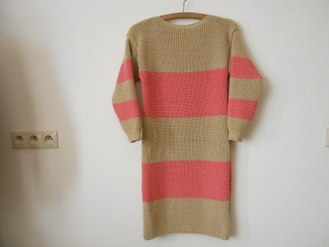 Dámský svetr - šaty XS,S s merinem růžová maxi šaty svetr akryl hedvábí vlna merino okrová 