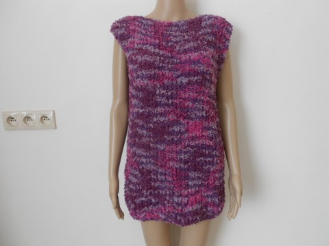 Ručně pletená M,L sleva z 900,- velká akryl l vesta m polyamid fialová růžová 