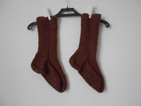 Teplé ponožky s vlnou vel. 42-43 pletené hnědá šedá akryl ponožky vlna vínová 