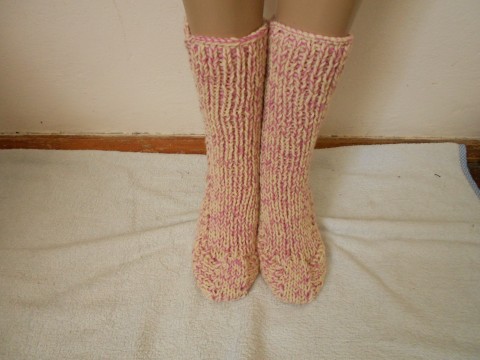 Teplé ponožky s vlnou vel. 40-41 růžová béžová akryl ponožky vlna ovčí teplé 