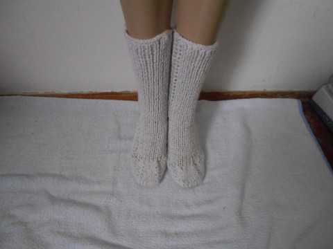 Ponožky vlna+hedvábí, sleva z 190,- bílá béžová ponožky hedvábí vlna dámské 